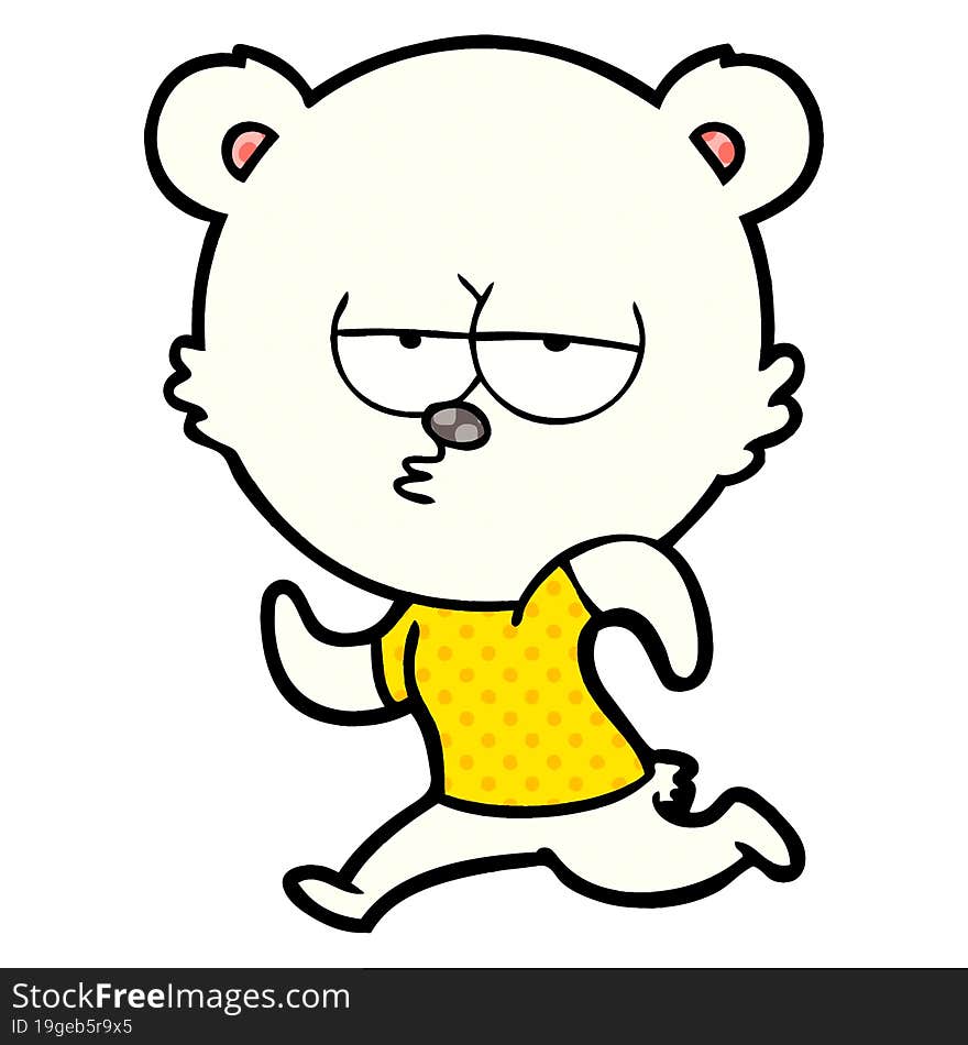 bored polar bear running cartoon. bored polar bear running cartoon