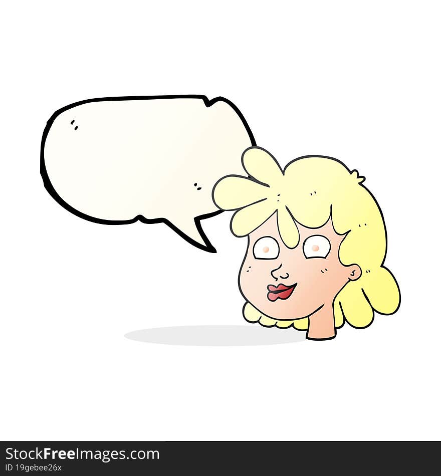 freehand drawn speech bubble cartoon female face