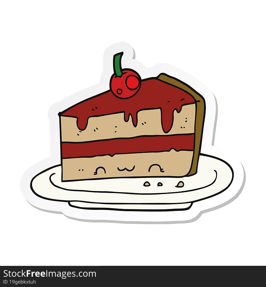 Sticker Of A Cartoon Cake