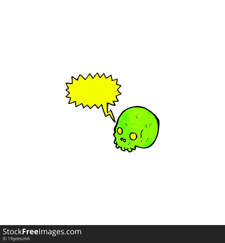 shrieking green skull cartoon