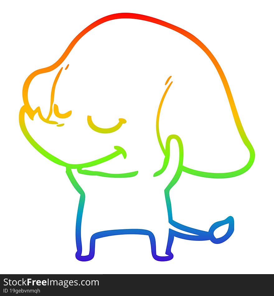 rainbow gradient line drawing cartoon smiling elephant