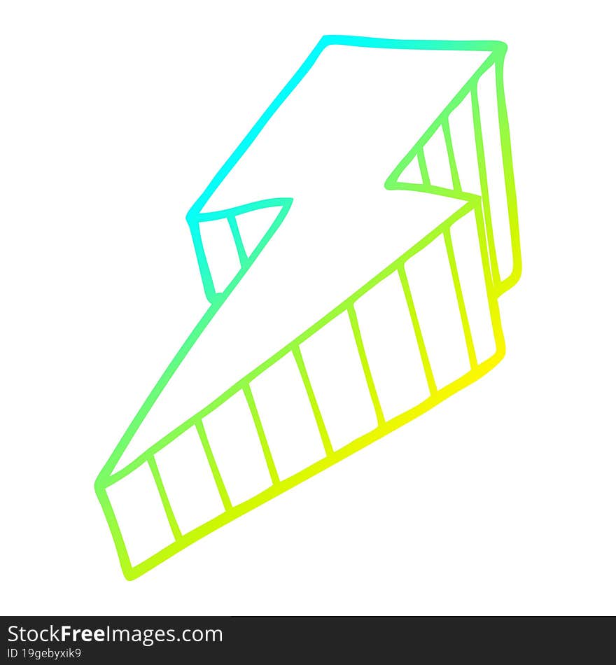 cold gradient line drawing cartoon decorative lightning bolt