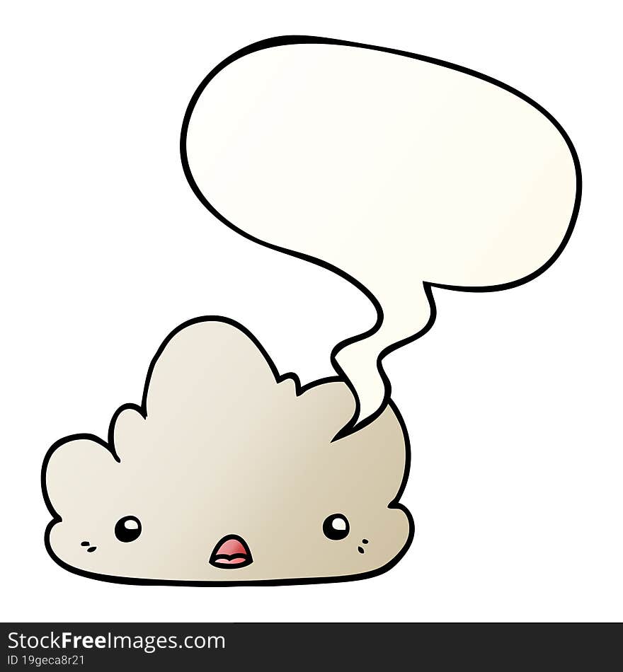 cute cartoon cloud and speech bubble in smooth gradient style