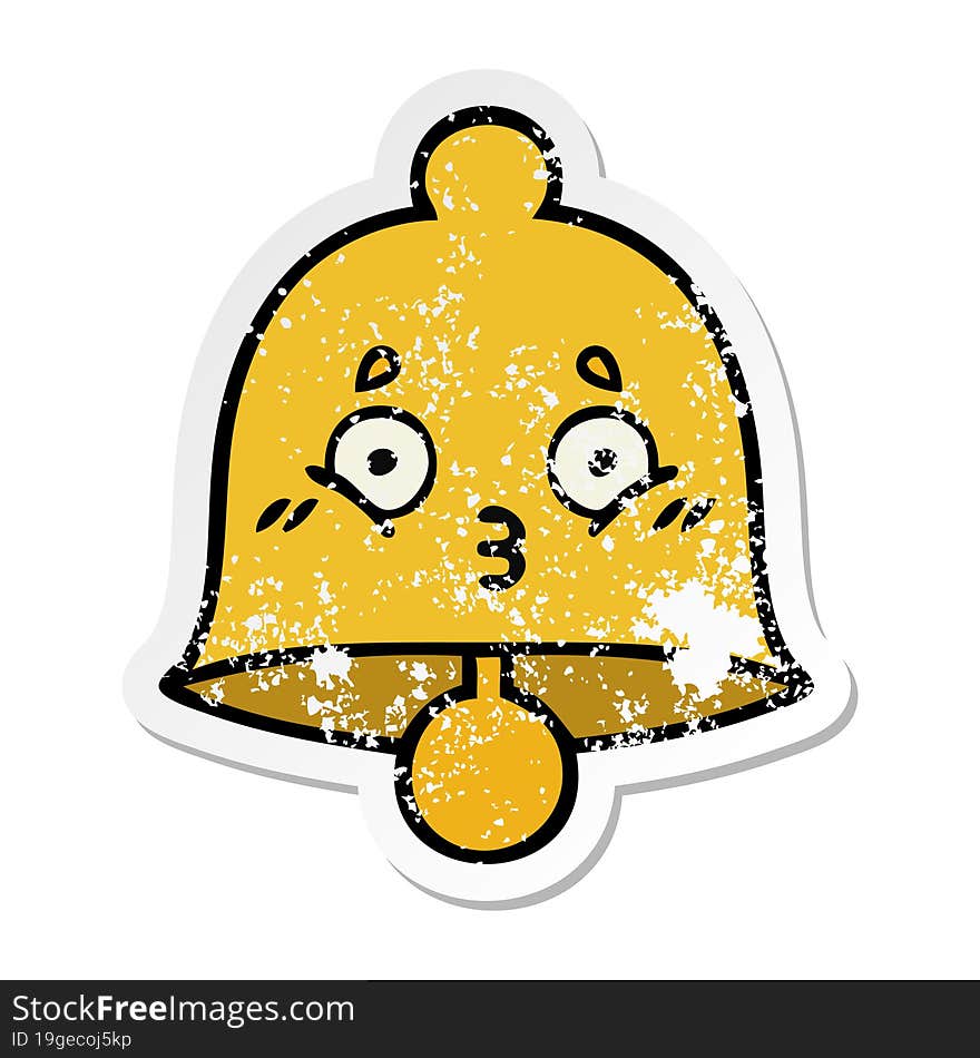 distressed sticker of a cute cartoon bell