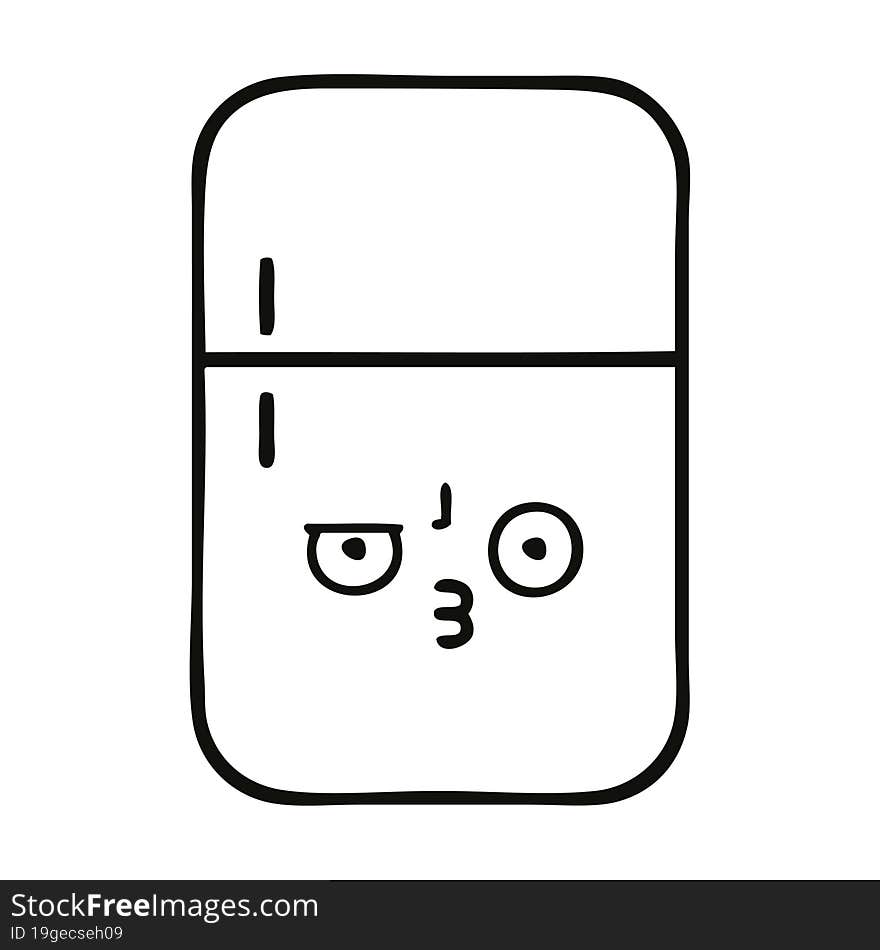 Line Drawing Cartoon Fridge Freezer