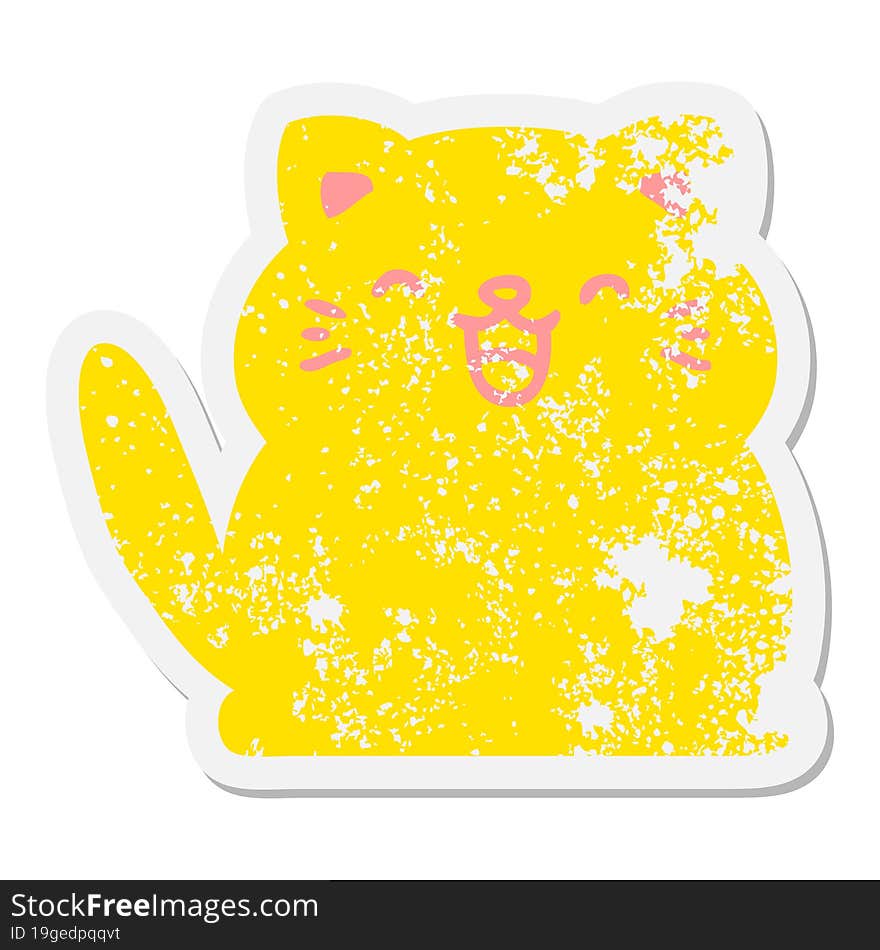 Cute Little Cat Grunge Sticker