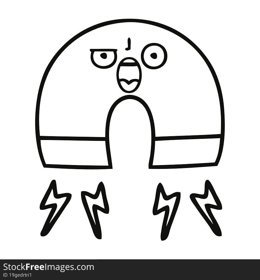 line drawing cartoon of a magnet. line drawing cartoon of a magnet