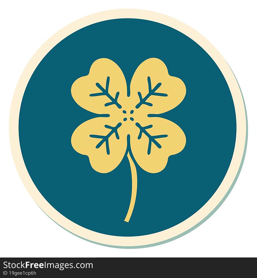 Tattoo Style Sticker Of A 4 Leaf Clover