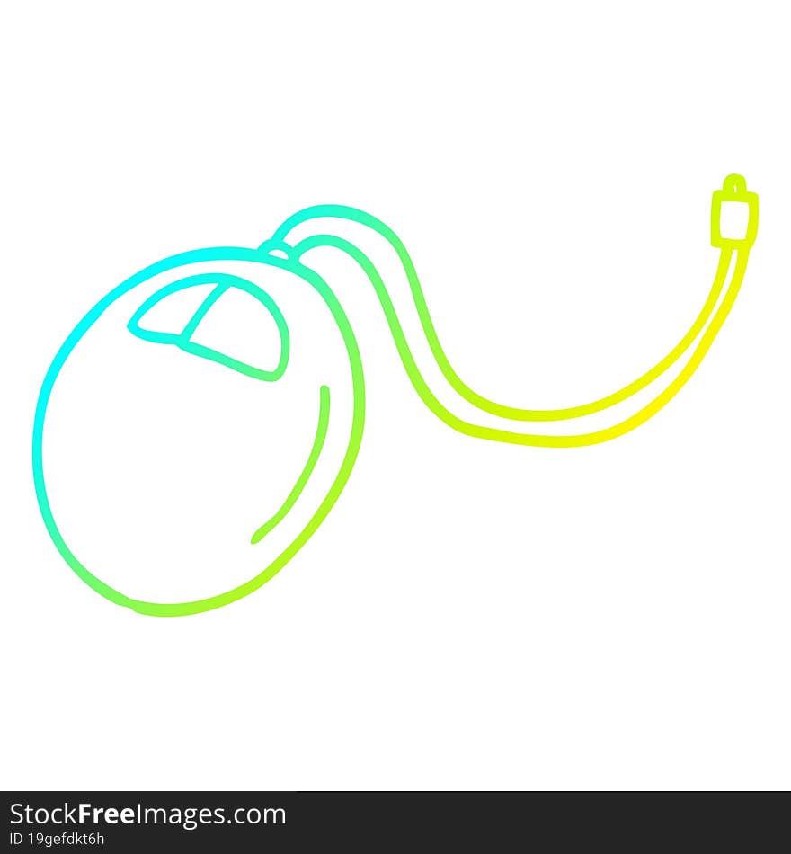 cold gradient line drawing of a cartoon old computer mouse