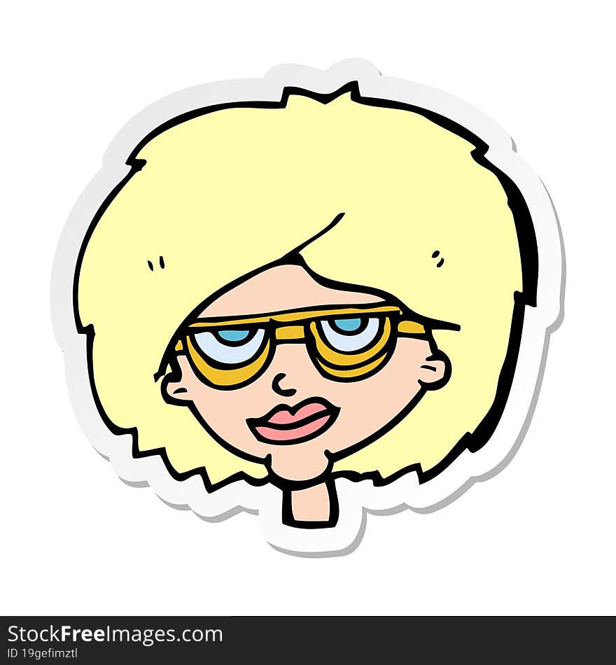 sticker of a cartoon woman wearing spectacles