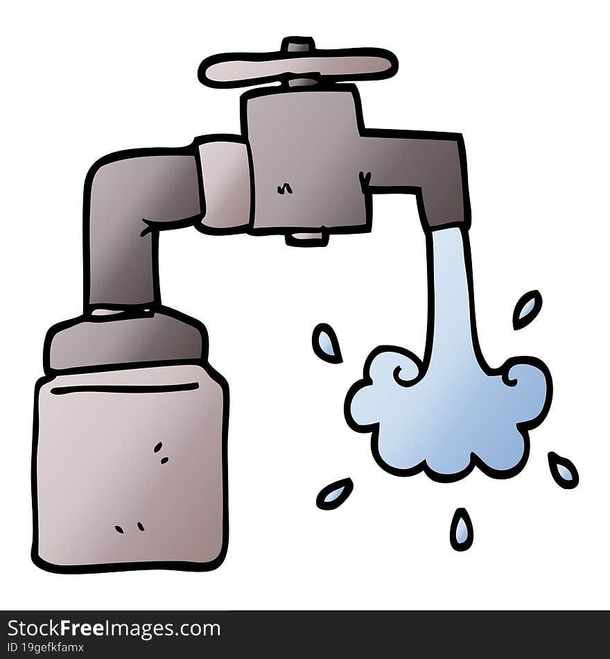 Vector Gradient Illustration Cartoon Running Faucet