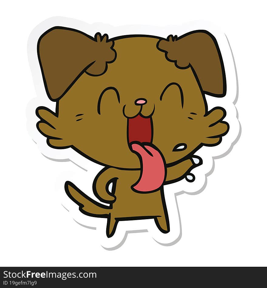 sticker of a cartoon panting dog