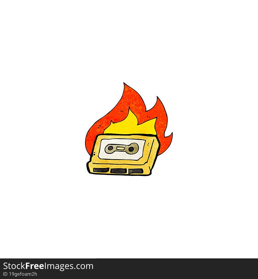 cartoon burning cassette tape