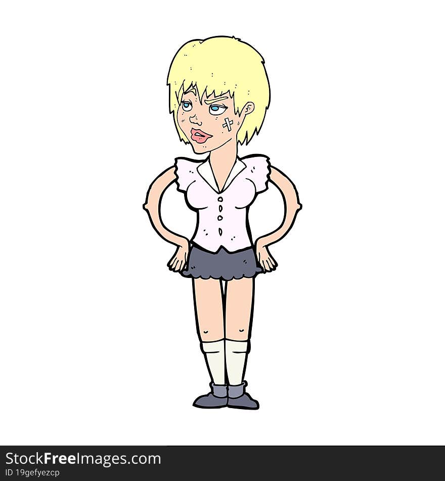 cartoon tough woman with hands on hips