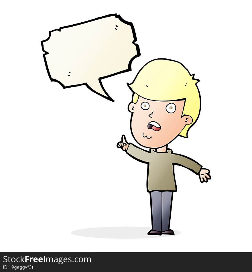 Cartoon Man Asking Question With Speech Bubble