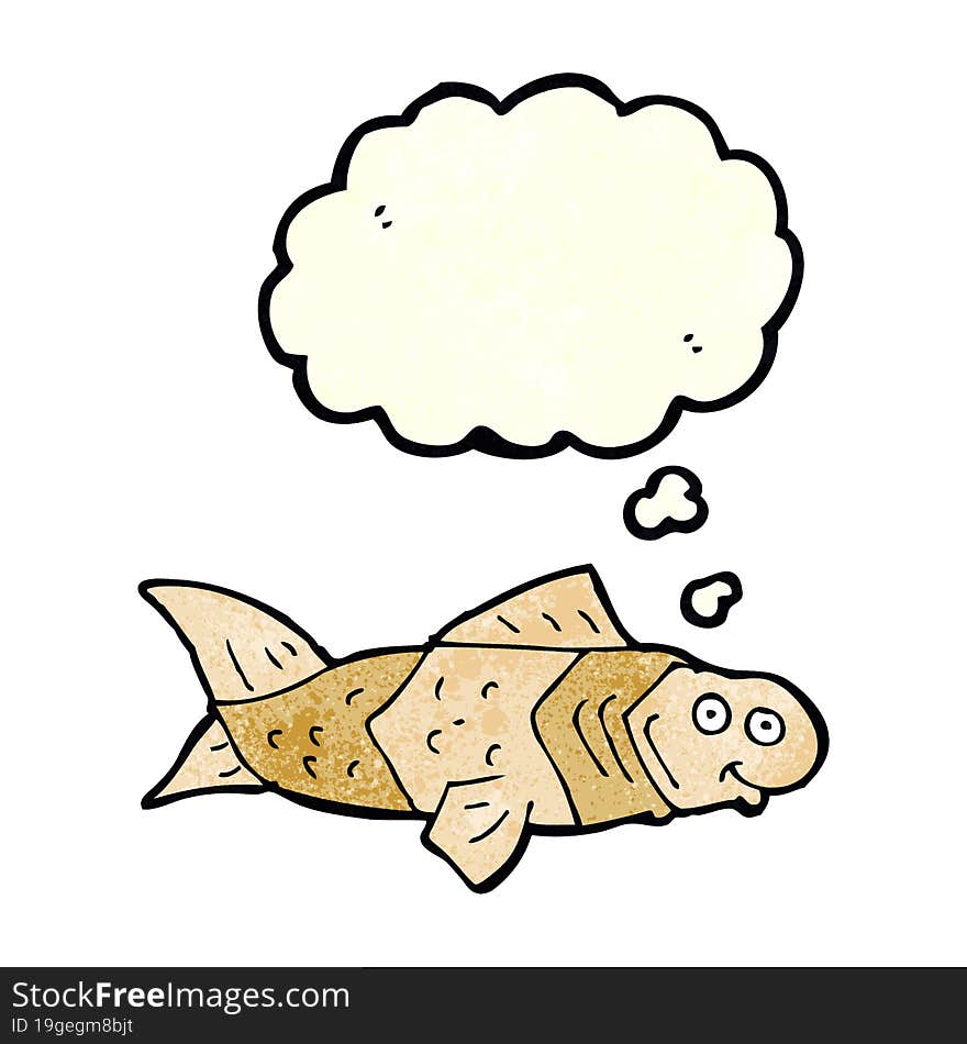 cartoon funny fish with thought bubble