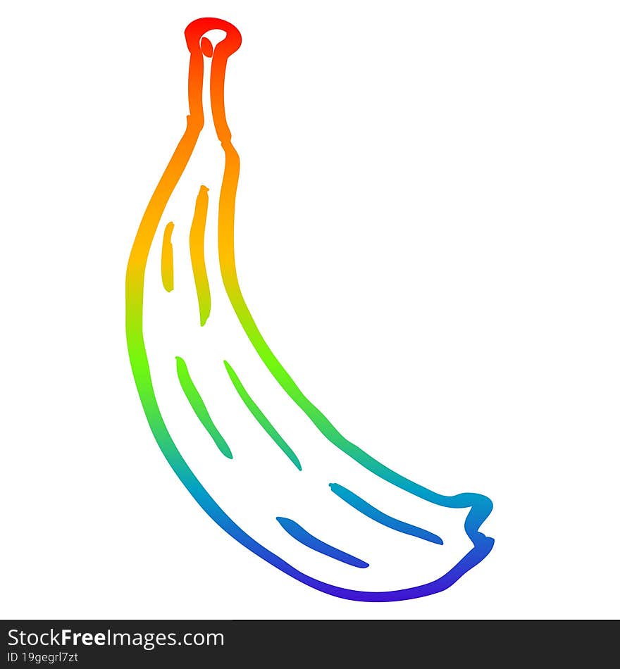 rainbow gradient line drawing cartoon yellow banana