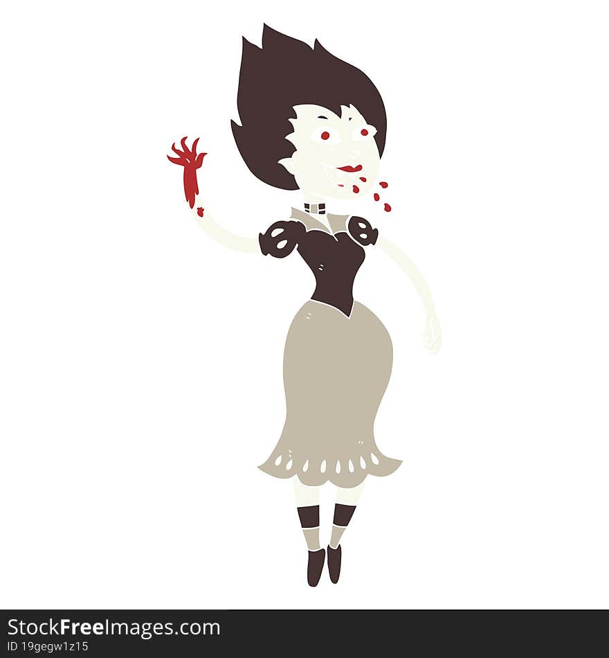 flat color illustration of blood sucking vampire girl. flat color illustration of blood sucking vampire girl