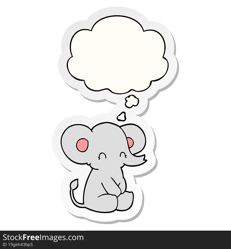 cute cartoon elephant and thought bubble as a printed sticker