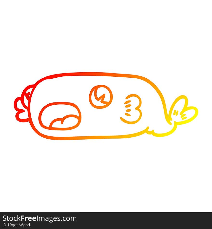 warm gradient line drawing of a cartoon fish