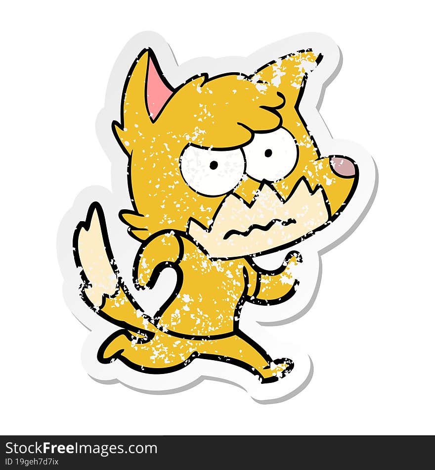 Distressed Sticker Of A Cartoon Annoyed Fox