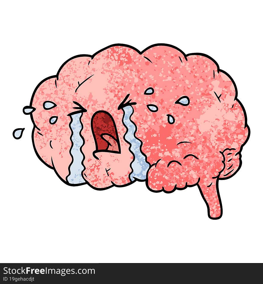 cartoon brain crying. cartoon brain crying