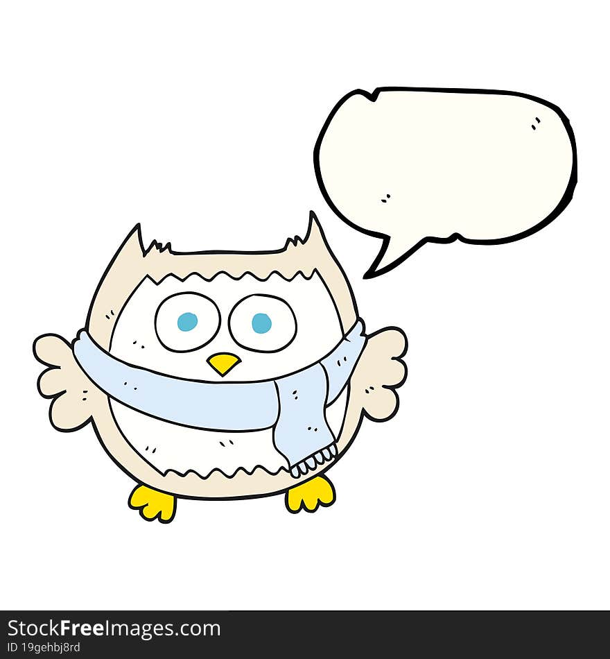 speech bubble cartoon owl wearing scarf