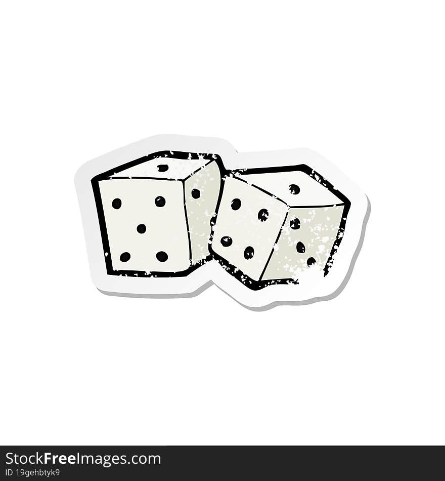 retro distressed sticker of a cartoon dice