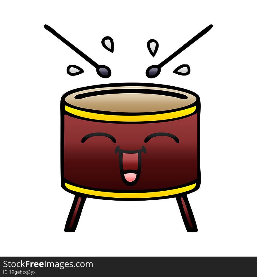 gradient shaded cartoon of a drum. gradient shaded cartoon of a drum