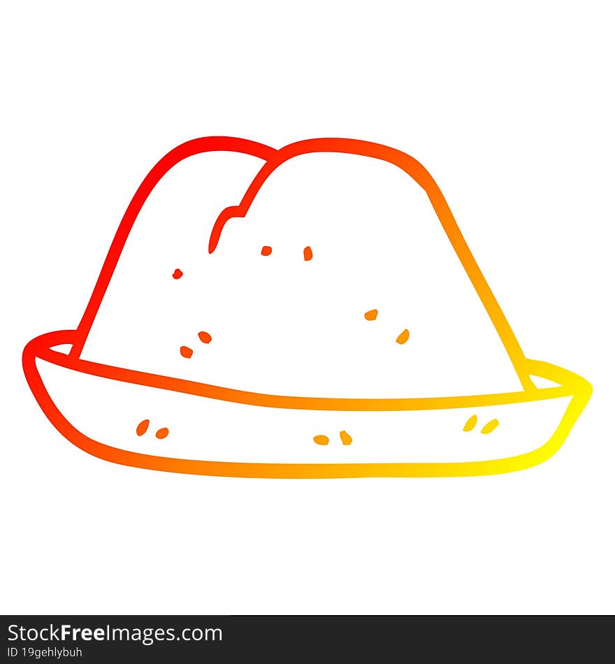 warm gradient line drawing cartoon hat