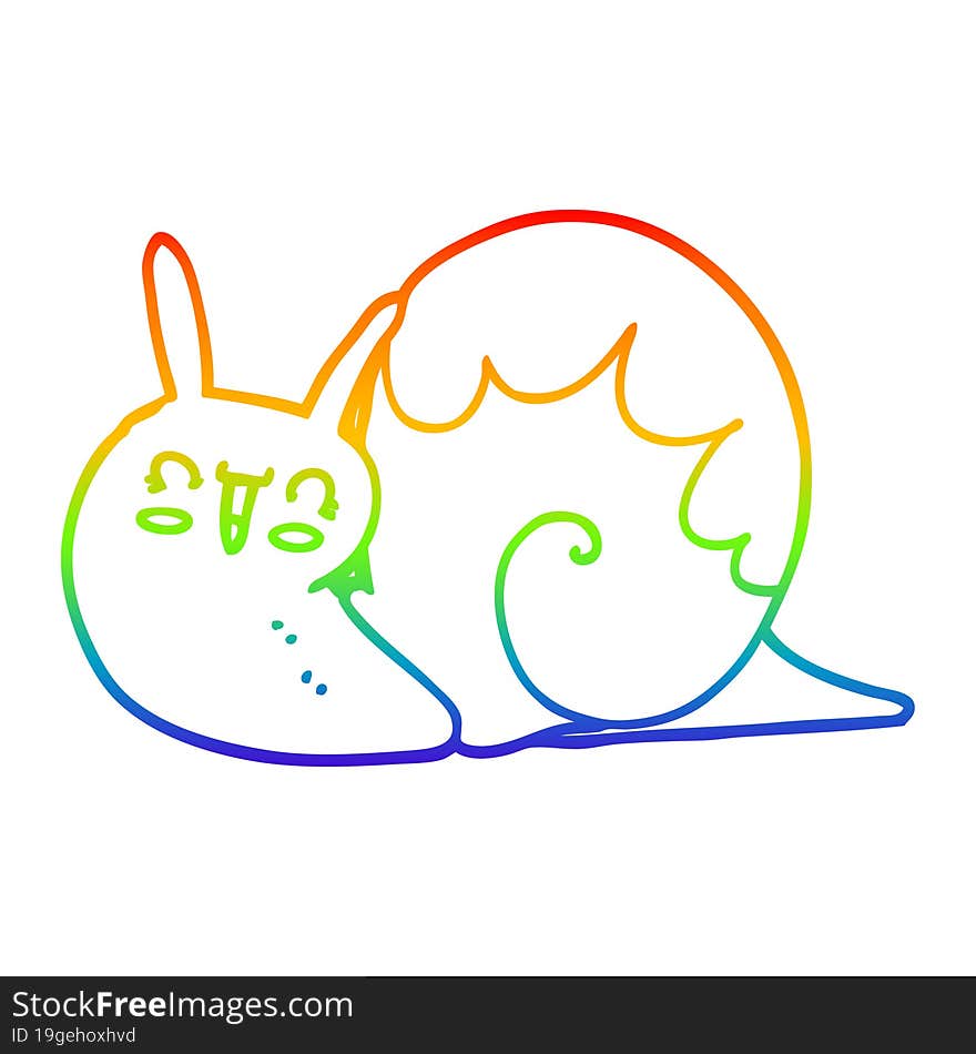 rainbow gradient line drawing cute cartoon snail