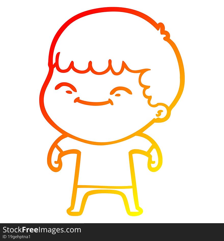 warm gradient line drawing cartoon happy boy