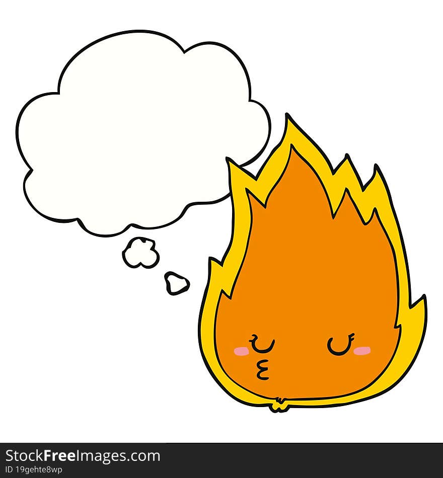 cute cartoon fire and thought bubble