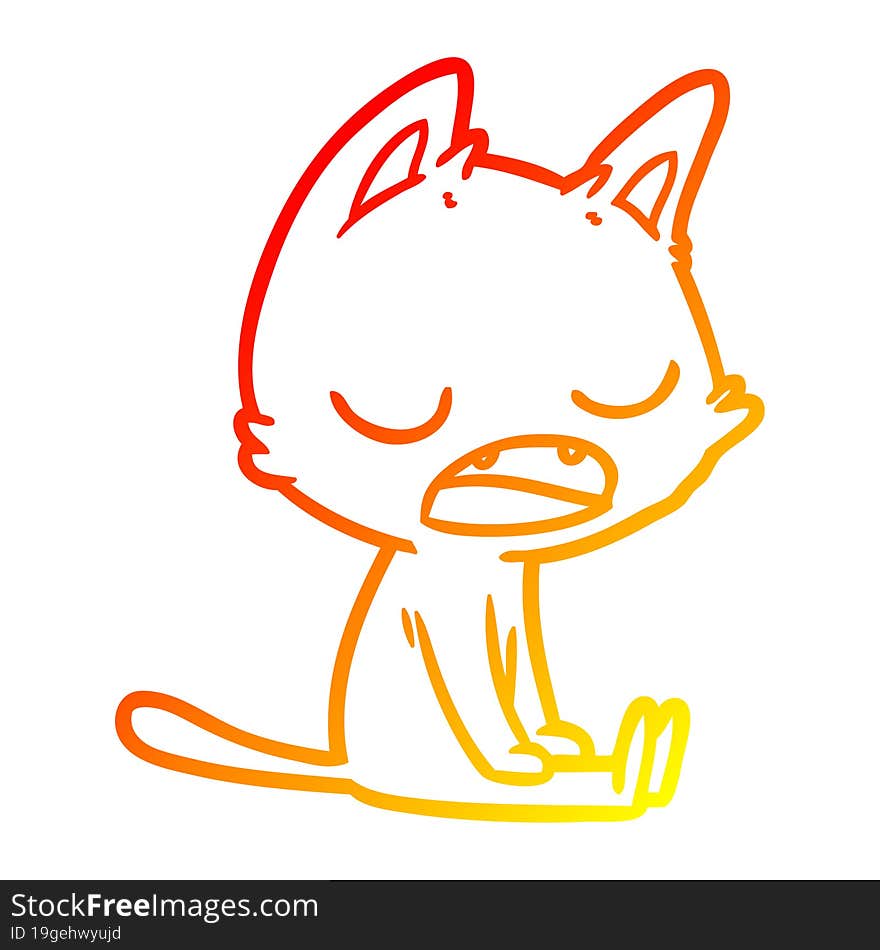 warm gradient line drawing talking cat cartoon