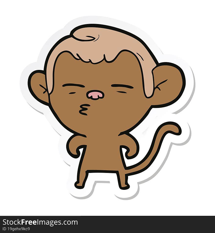 sticker of a cartoon suspicious monkey