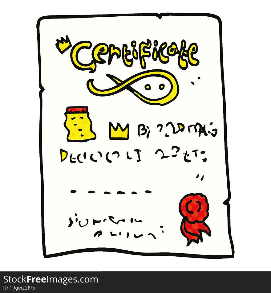 Comic Book Style Cartoon Ornate Certificate