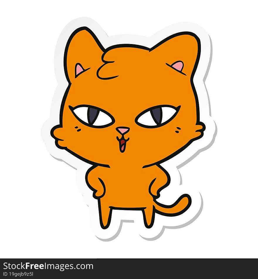 Sticker Of A Cartoon Cat