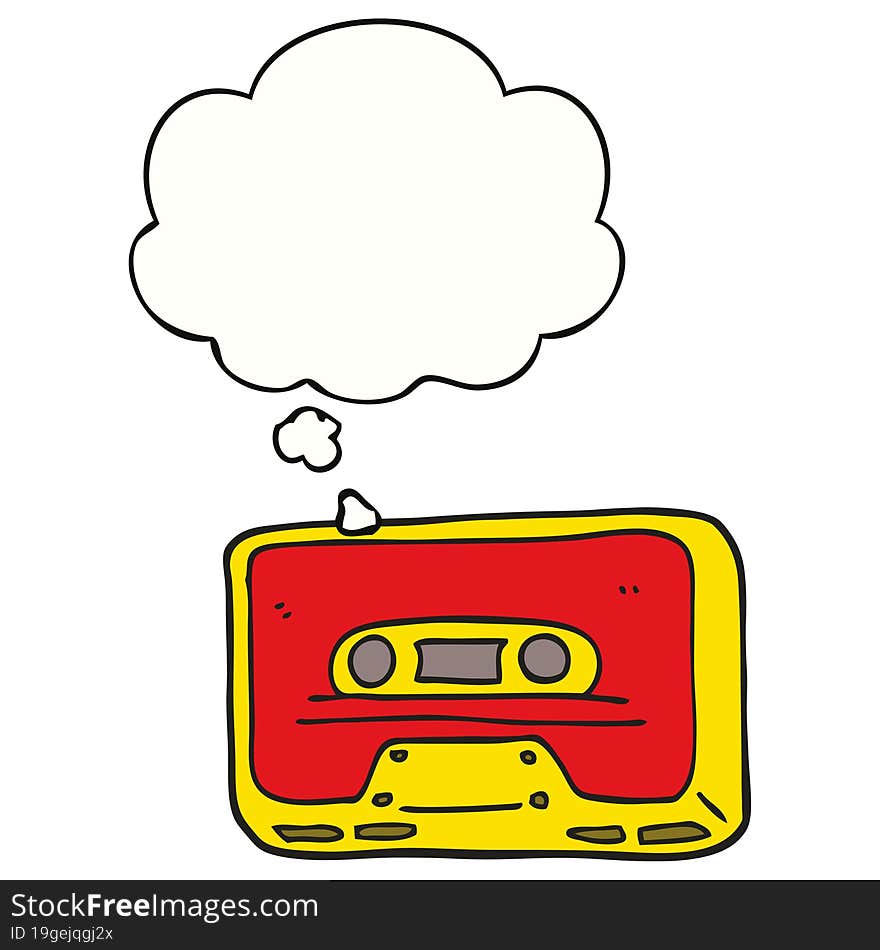 Cartoon Old Tape Cassette And Thought Bubble