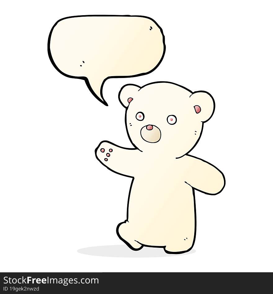 cartoon polar bear cub with speech bubble