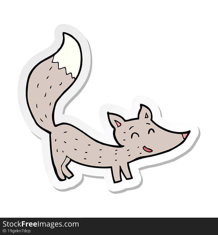 sticker of a cartoon little wolf