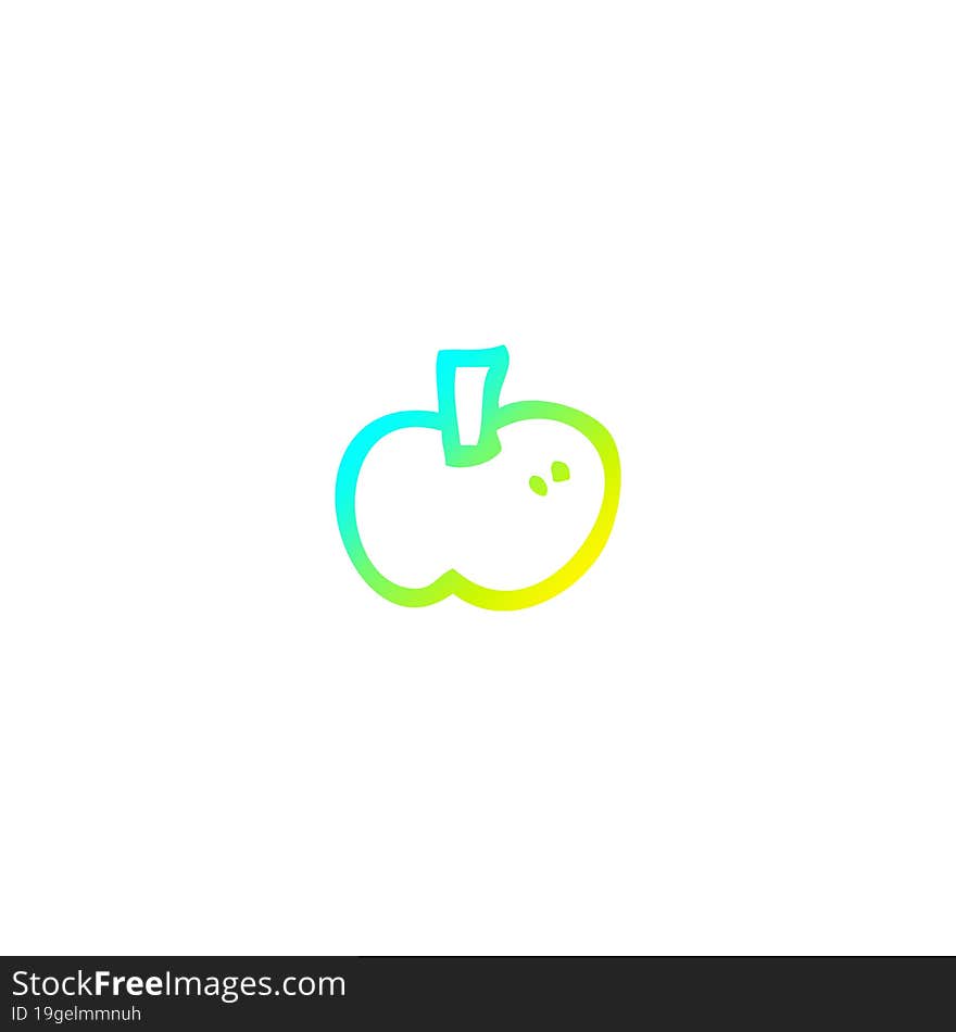 Cold Gradient Line Drawing Cartoon Apple Symbol