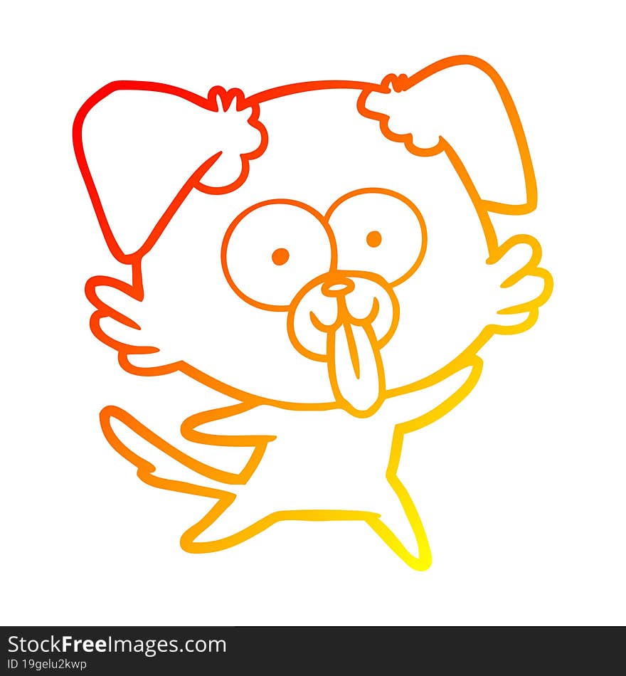 warm gradient line drawing of a cartoon dog with tongue sticking out