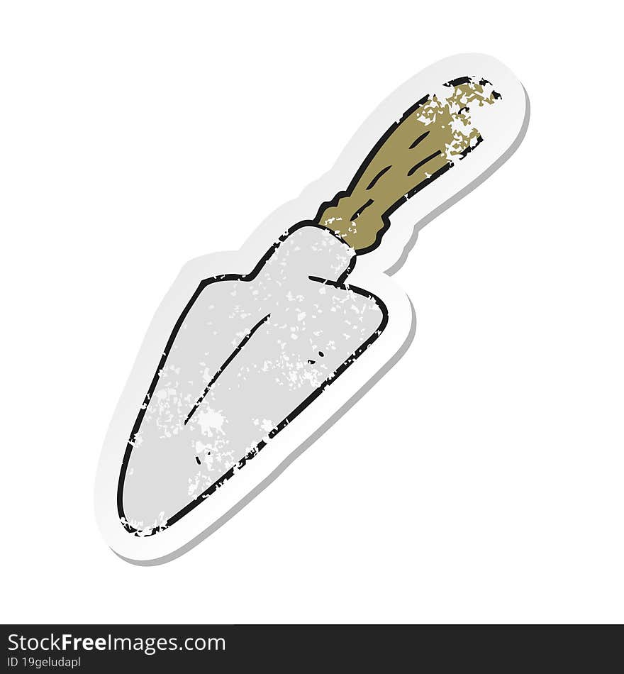 Retro Distressed Sticker Of A Cartoon Trowel