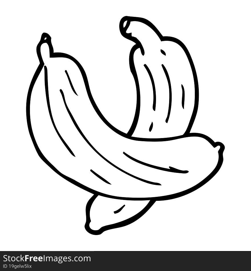 line drawing cartoon pair of  bananas