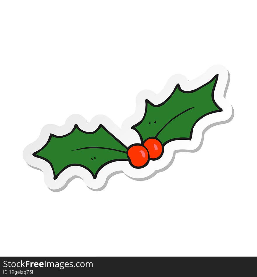 Sticker Of A Cartoon Christmas Holly