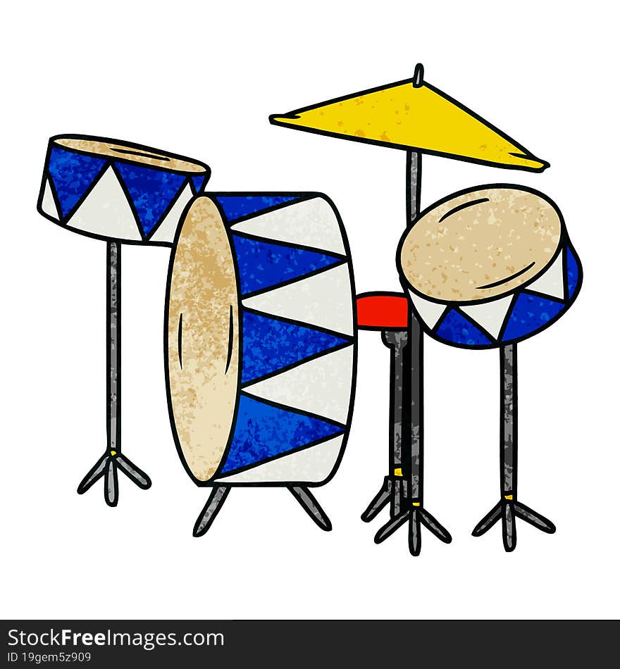 Textured Cartoon Doodle Of A Drum Kit