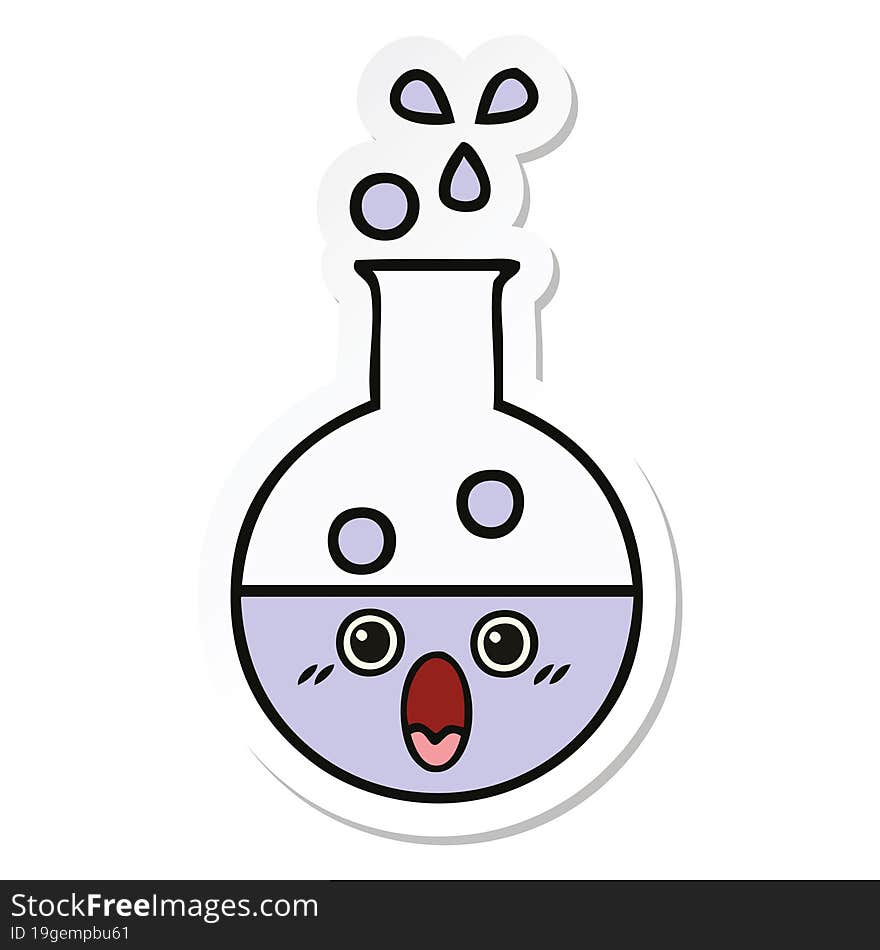 sticker of a cute cartoon test tube