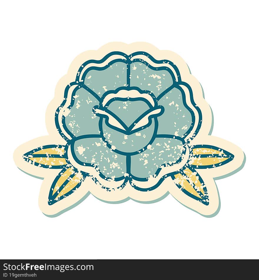 iconic distressed sticker tattoo style image of a flower. iconic distressed sticker tattoo style image of a flower