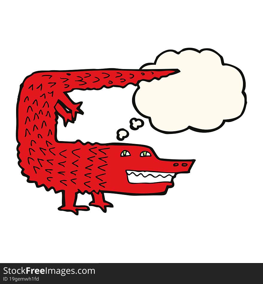 cartoon crocodile with thought bubble