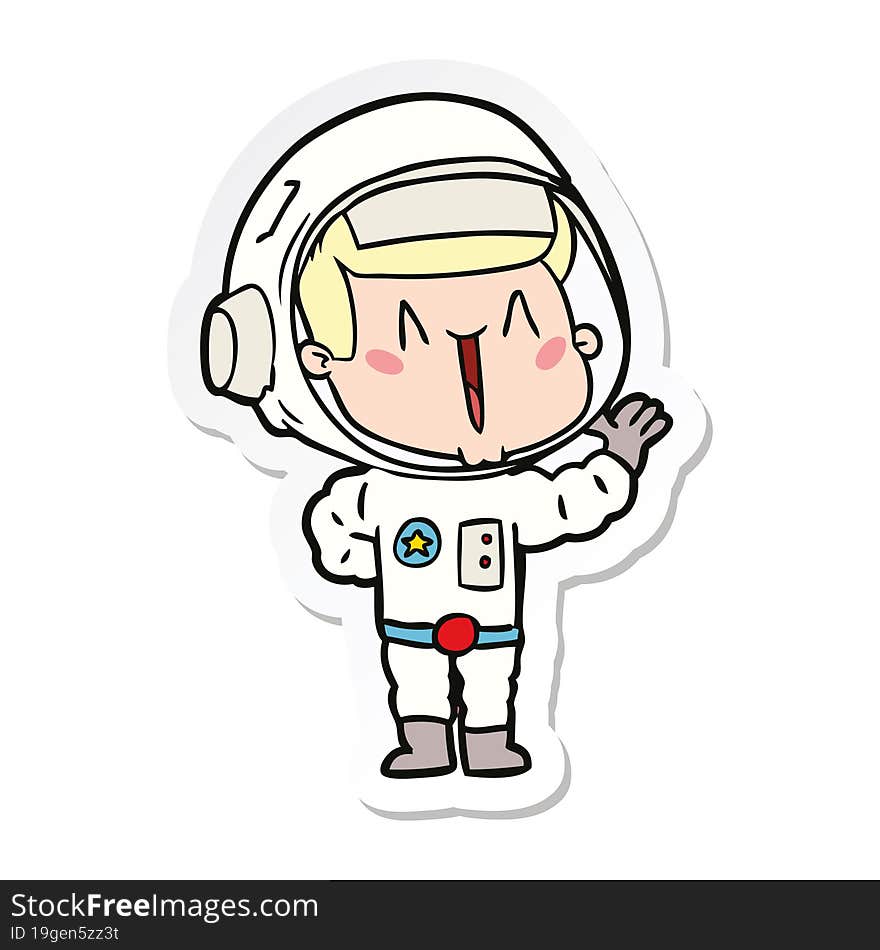 sticker of a singing cartoon astronaut